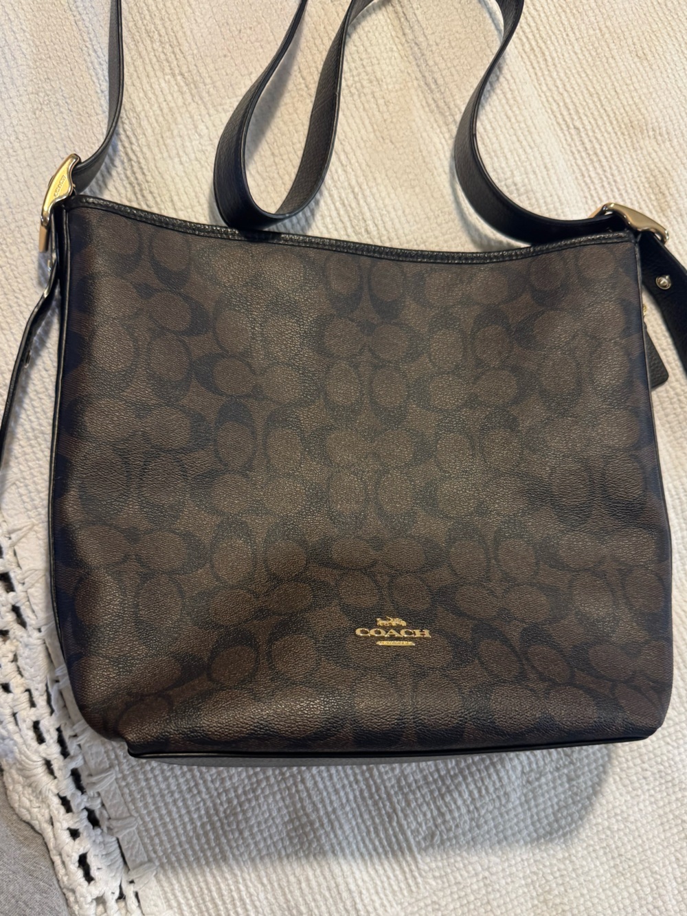 Coach Brown Signature Crossbody Bag with Gold Logo & matching wallet